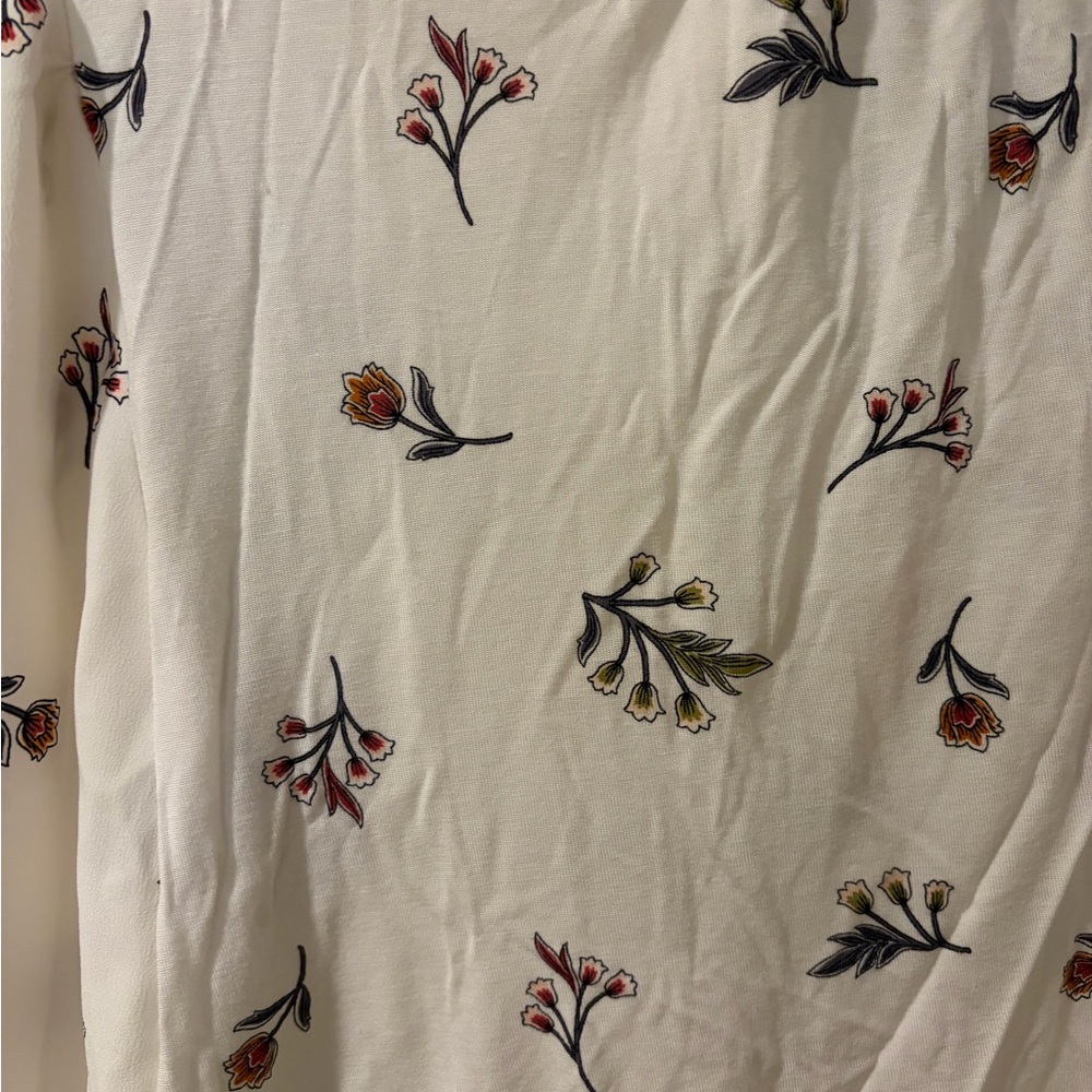Loft Meadow Ruffle Mixed Media Blouse, Size XS, Regular - Picture 4 of 6